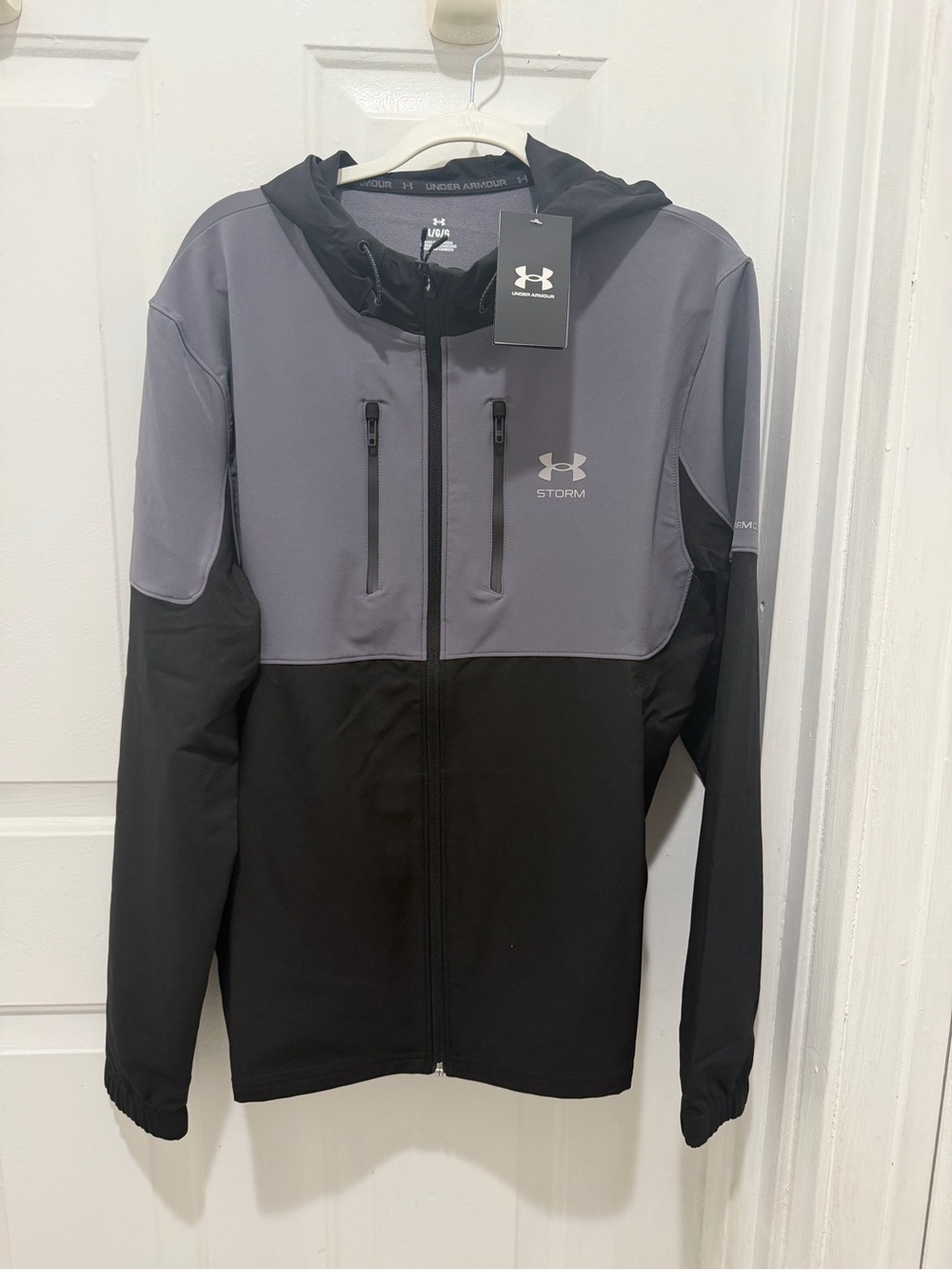 Under Armour Men’s Two-Tone Hooded Storm Jacket - Gray & Black